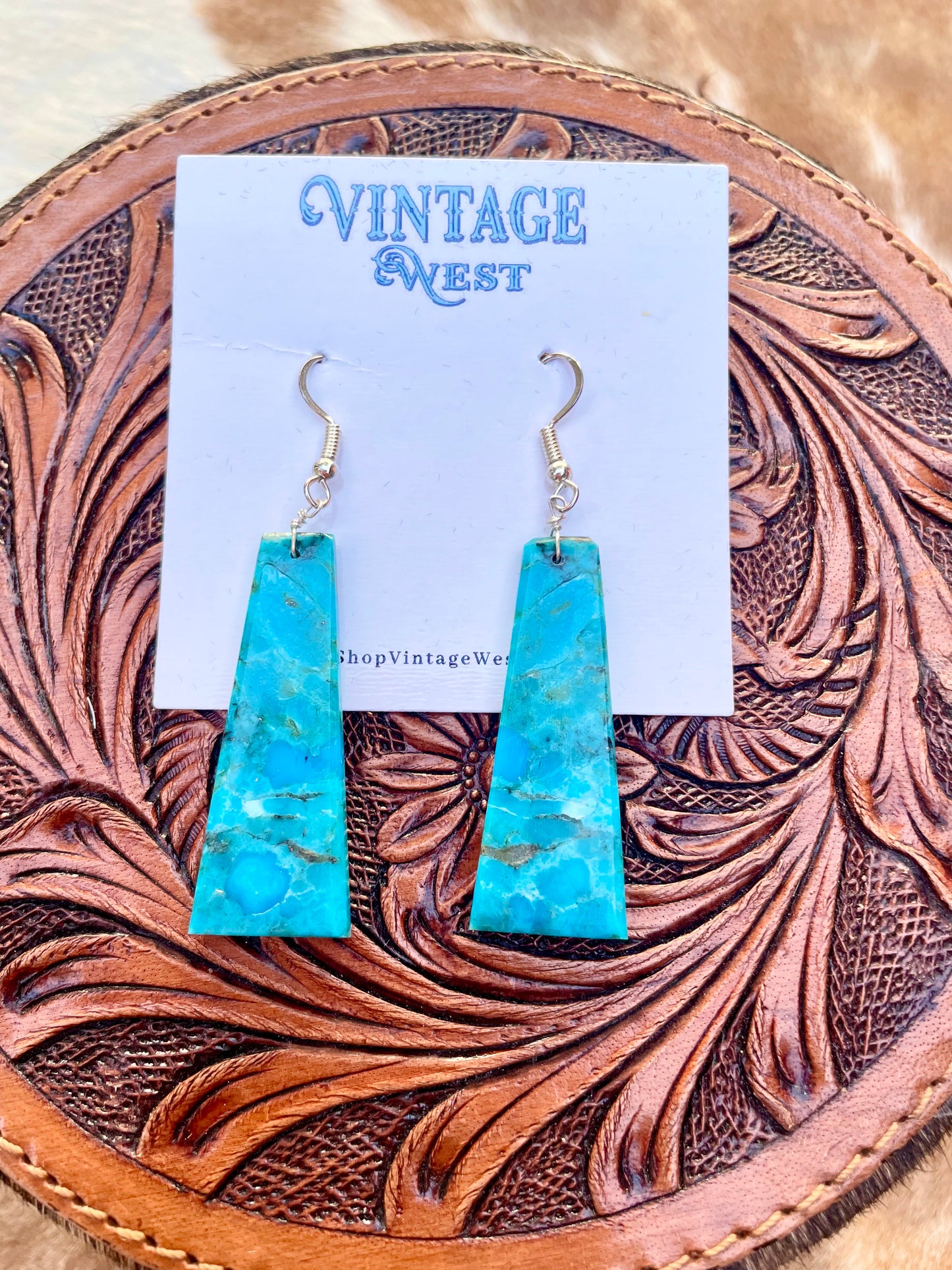 80. Turquoise Slab Earrings
