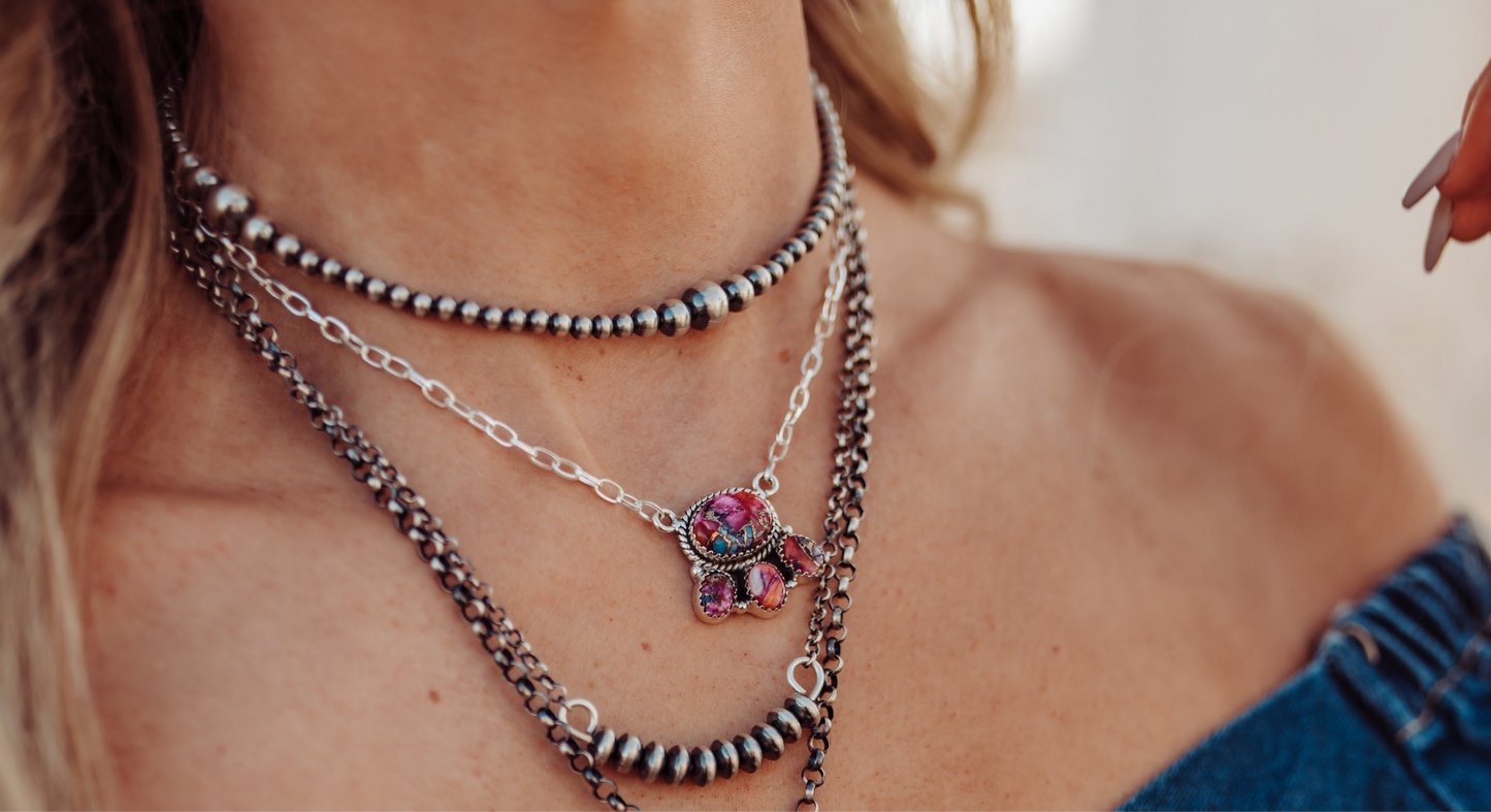 Pink Dahlia Cluster Necklace