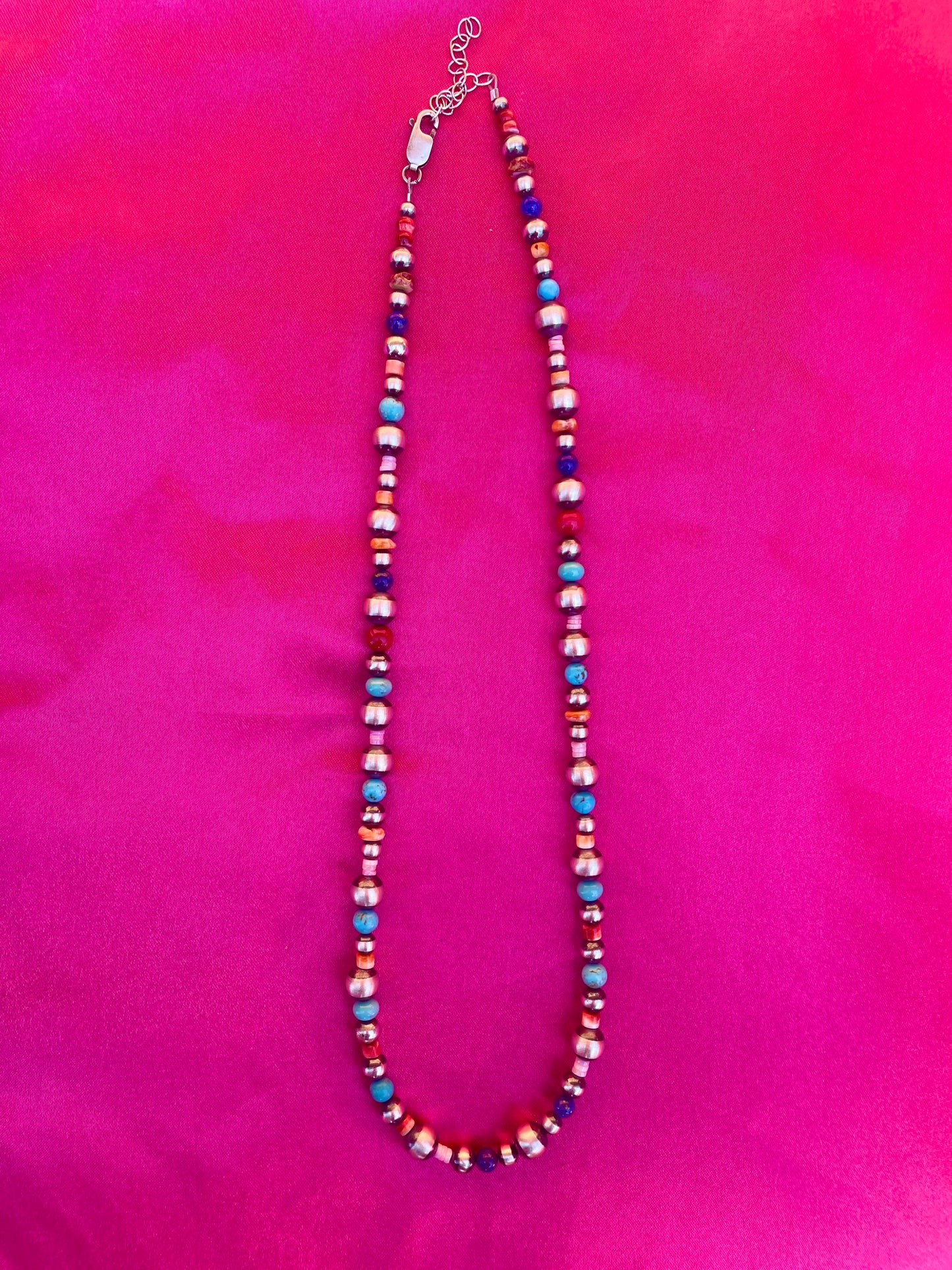 Multi Colored Sterling Silver Necklace