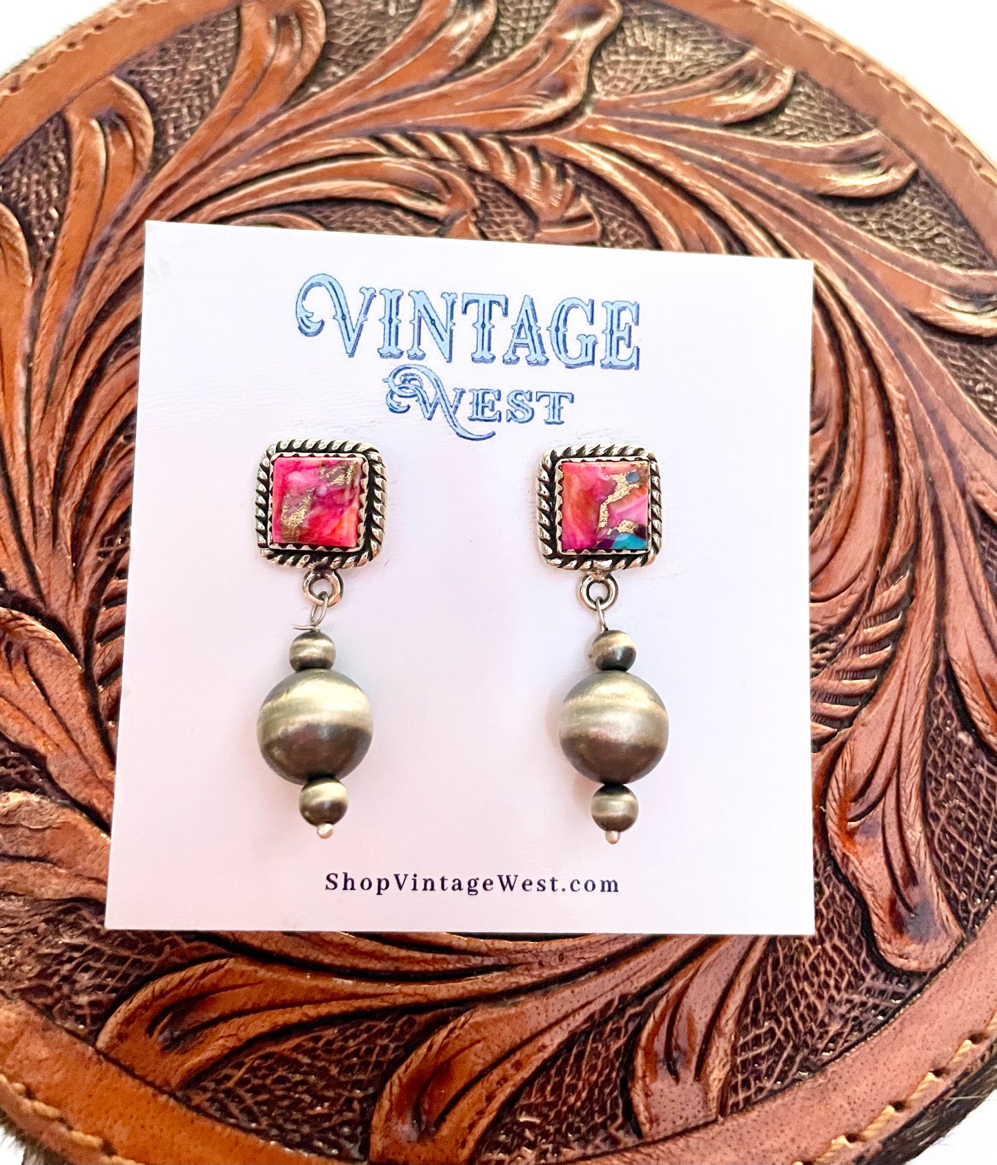 Pink Dahlia Studs