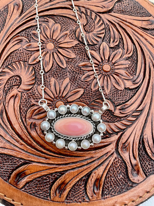 Pink Conch and Mother of Pearl Necklace