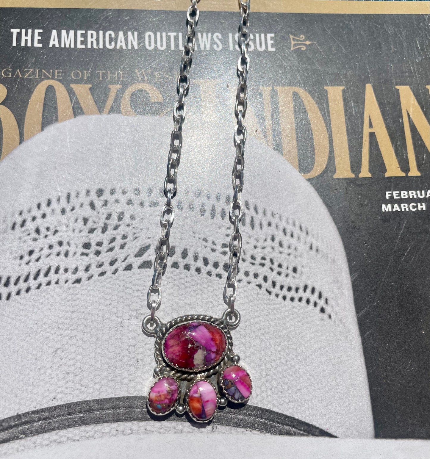 Pink Dahlia Cluster Necklace