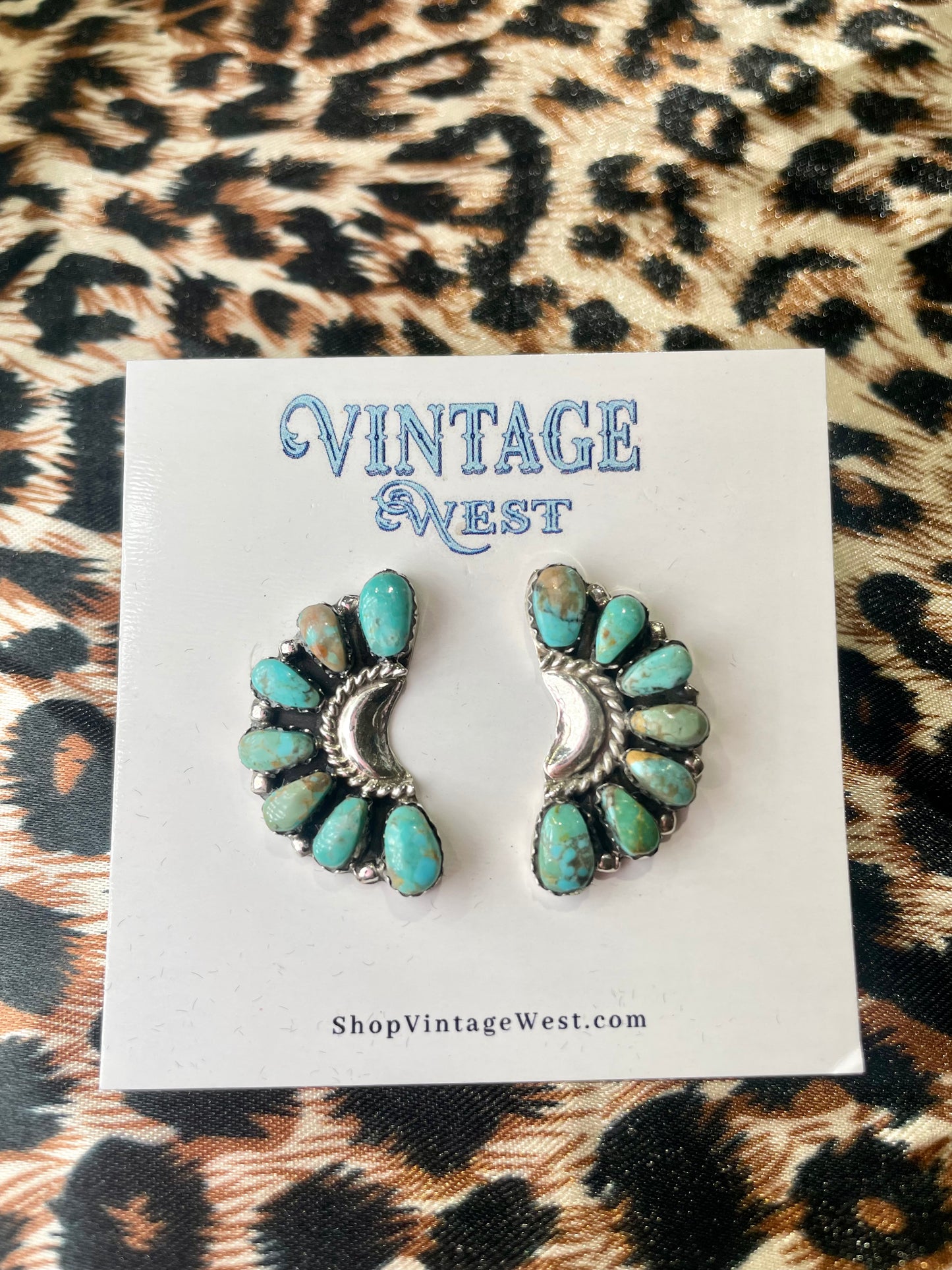 Green Cluster Moon Earrings