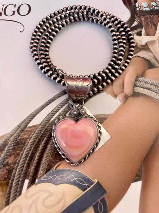 Pink Conch Heart Pendant