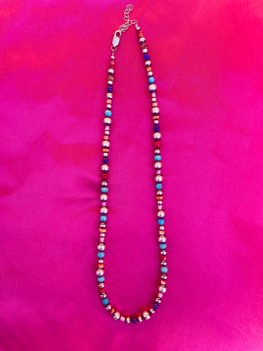 Multi Colored Sterling Silver Necklace
