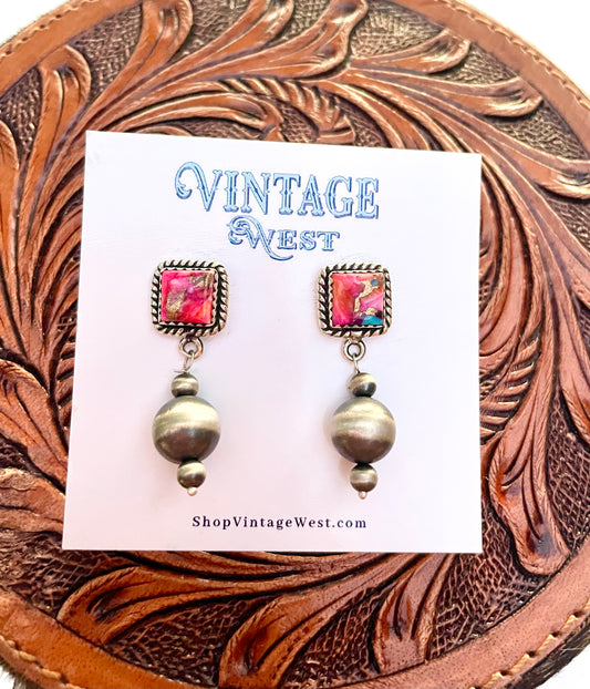 Pink Dahlia Studs