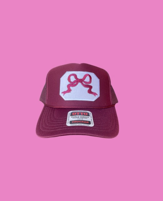 Crimson and Cream Bow Trucker