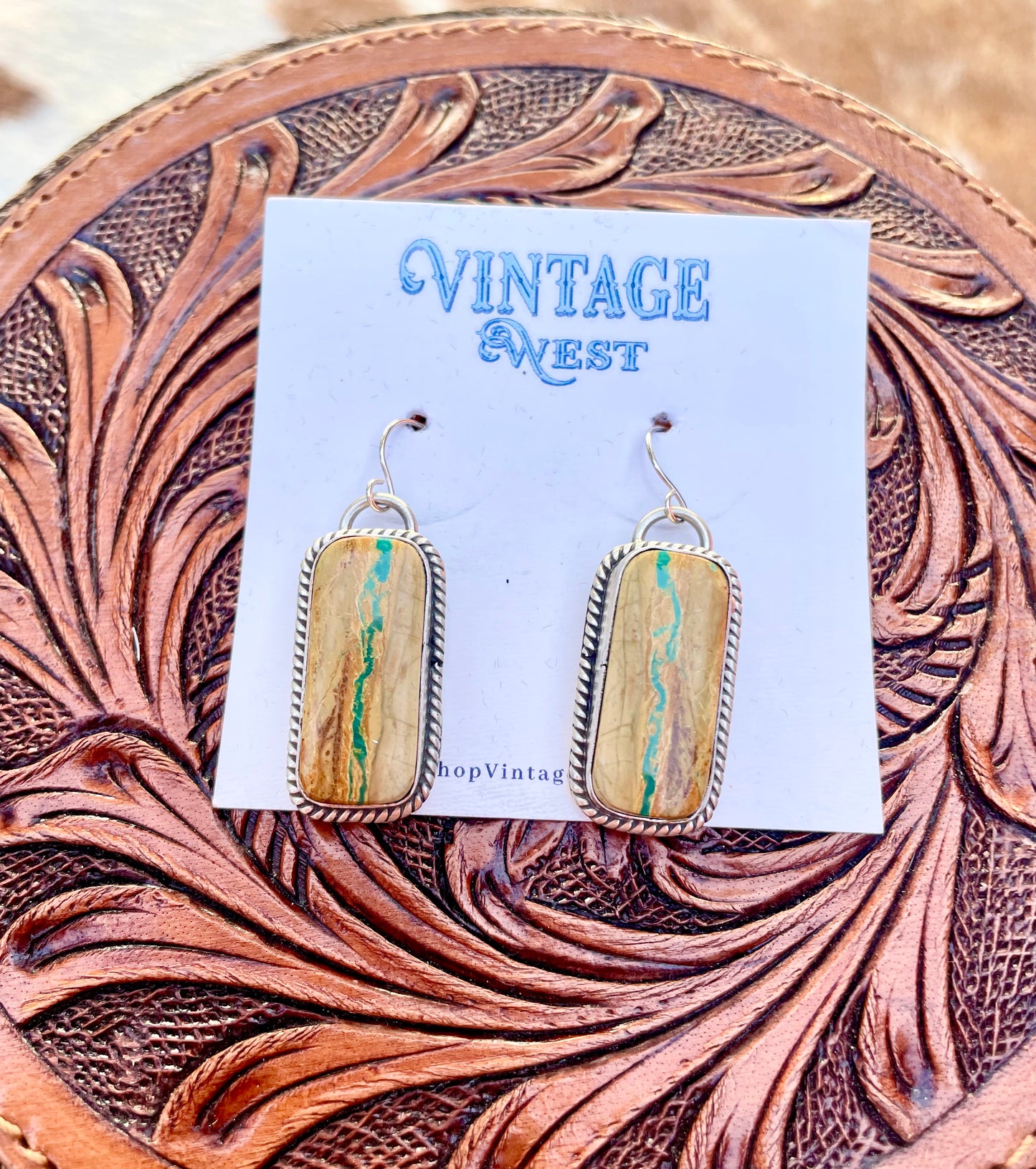 83. Boulder Ribbon Turquoise Earrings