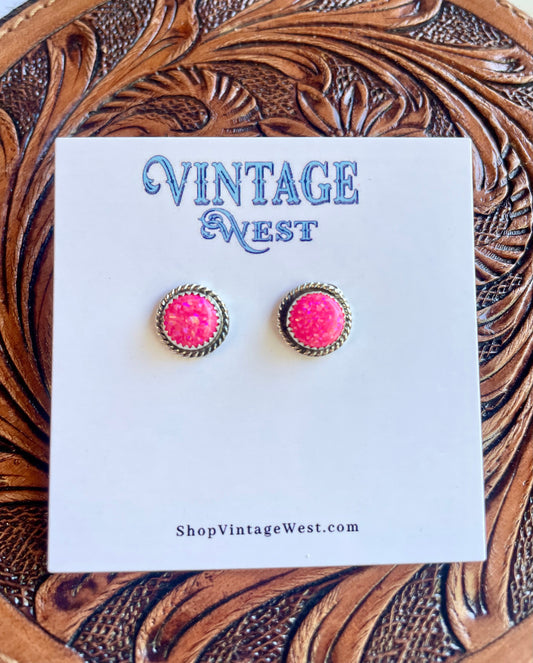 Pink Opal Studs