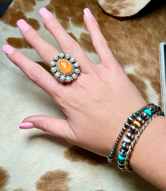 Mother of Pearl and Spiny Ring