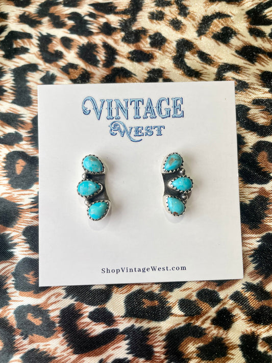 3 Stone Drop Earrings