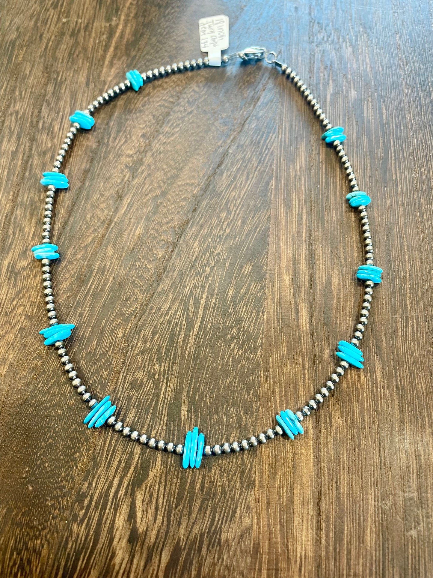 134. Navajo Style Pearl with Turquoise Chips