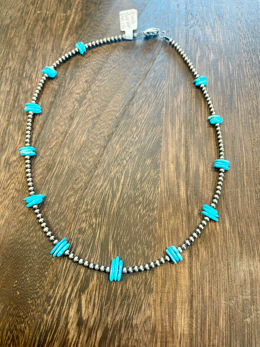 134. Navajo Style Pearl with Turquoise Chips