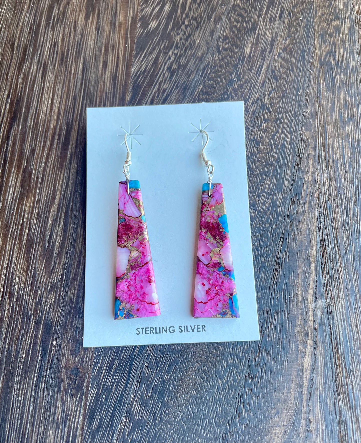 64. Pink Dahlia Slab Earrings