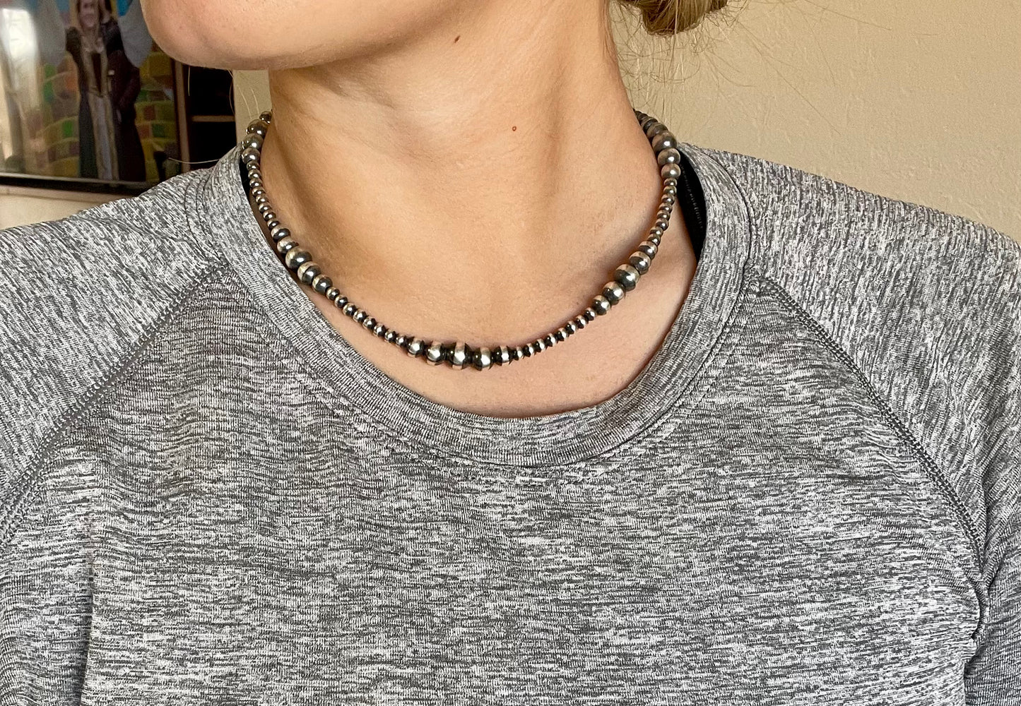 16 inch Large Graduated  Pearl Necklace