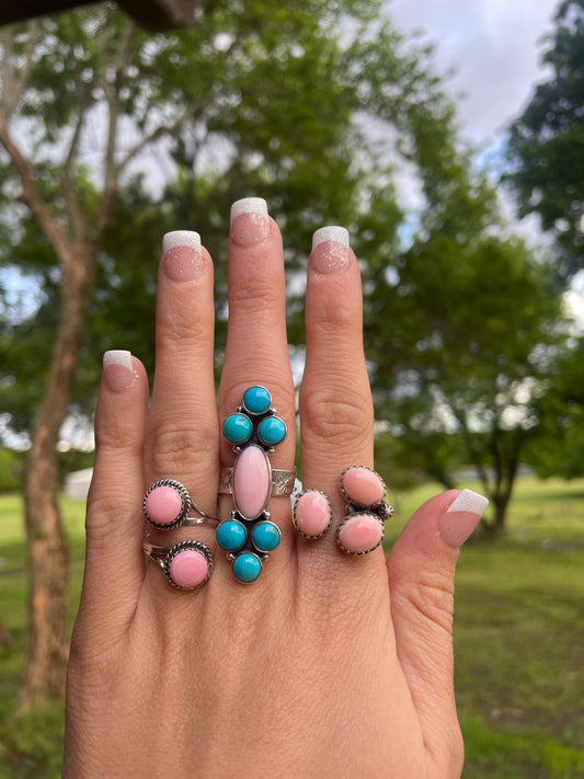 Pink Conch Adjustable Rings